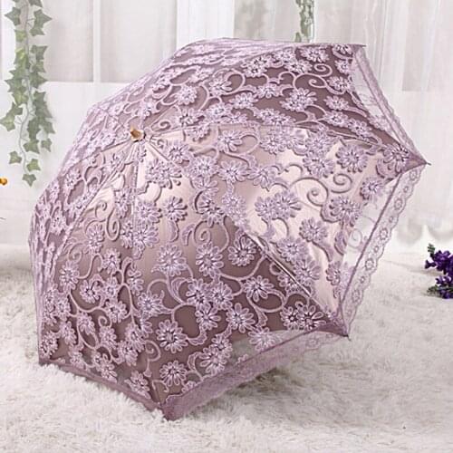 Umbrella Creative Umbrella Two fold Sunshade Lace vinyl UV protection sun umbrella