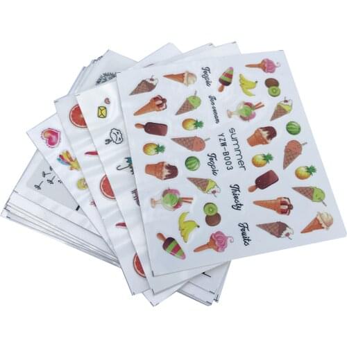 WUF 1 Sheet Black Dandelion Nail Stickers Water Transfer Decals Decoration Flower Strawberry Slider For Nail DIY Tips