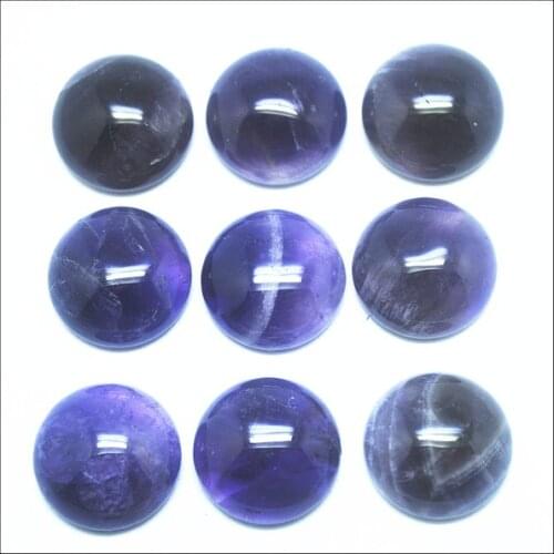 10pcs Natural Amethysts Stone Cabochons Round Shape Size 8mm 10mm 12mm 14mm 16mm 18mm 20mm 25mm Charms Jewelry Designs Findings
