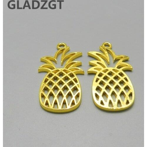 10 pcs/lot Openwork Pineapple Metal Frame Pendant Gold Charm Bezel Setting Cabochon Setting UV Resin Charm X054