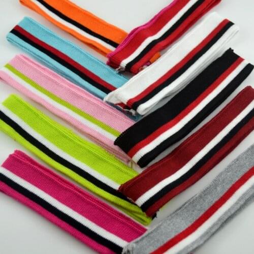 4Pcs/lot 3cm wide Multicolor cotton ribbed webbing Handmade cuffs T-shirt hem round neck clothing thread lace fabric AC1035