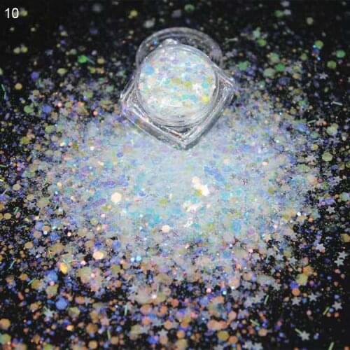 50G/Bag Xmas Nail Glitters Christmas Nail Glitter Sequins Holographic Red/ Green/Silver/Blue Glitter Dust Hexagon+Rectangle+Star