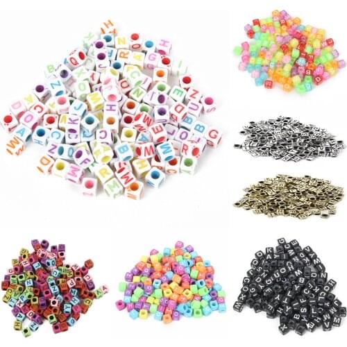 8Styles Colorful Mixed Square Acrylic Letter Bead Charm Loose Spacer Bead For Jewelry Making DIY Needlework Bracelet Accessories