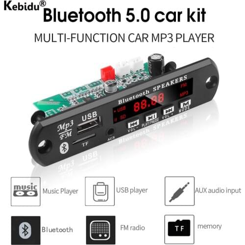 Kebidu Car Audio USB TF FM Radio Module Wireless Bluetooth MP3 WMA Decoder Board Support 2*15W Amplifier with Remote Control 12V