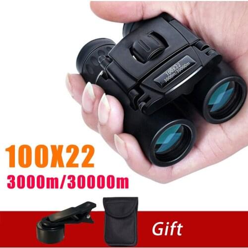 100X22 HD Powerful Binoculars 3000M Long Range Folding Mini Telescope Optics For Hunting Sports Outdoor Camping Travel
