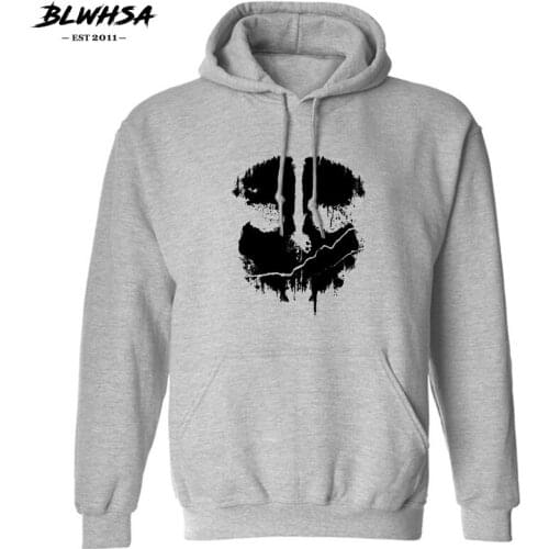 BLWHSA Skull Head Printed Fleece Hoodies Men Hip Hop Double Lined Fashion Winter And Autumn Sportswear Casual Men Hoody US Size