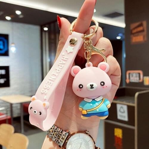2021 Fashion Anime Cartoon Doll Keychains Cute Little Bear Hanging Key Chain Bag Pendant Car Key Ring Gift