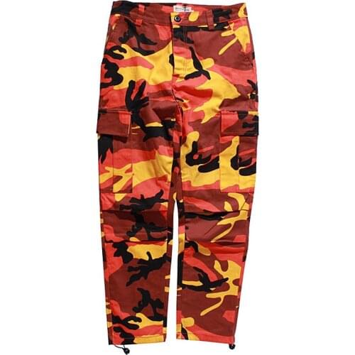 Camouflage Casual Trousers Men Fashion Hip-hop Multi-pocket Cotton Cargo Pants Couple Loose Plus Size Sports Military Vintage