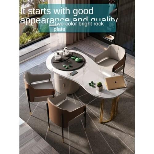 Tea table balcony tea table and chair combination tea table Modern minimalist luxury rock plate Kung Fu tea table tea set one