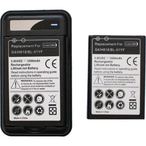 Ciszean 2x 3500mAh BL-51YF Replacement Li-ion Battery + Wall Charger For LG G4 H818 H818N VS999 F500 F500S F500K F500L H815