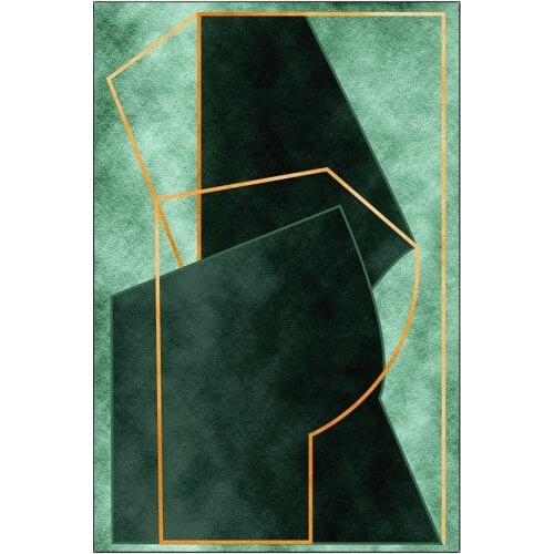 Bedroom Decor Dark Green Bedside Rug New Simple Irregular Geometric Pattern Carpet Fashion Modern Home Decoration Area Floor Mat
