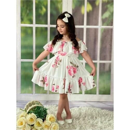 Rose Detail White Female Child Dress