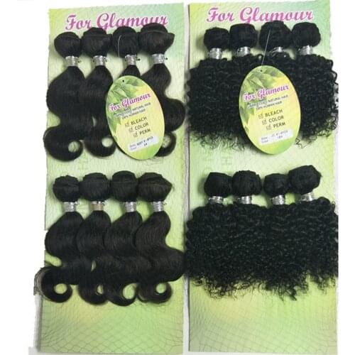 Jerry Curly/Body Wave Bundles 8PCS Unprocessed Natural Black Hair 8-22INCH Animal Hair Kit Sew In Hair Extensions Free Shipping