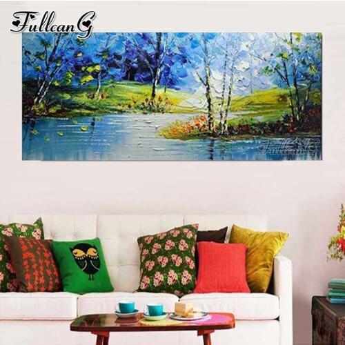 FULLCANG Abstract graffiti landscape mosaic 5d diy diamond painting full square round drill rhinestone embroidery kits FG0177