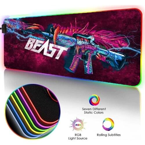 Hot Sale Beast Mouse Pad Gamer High-end RGB Stitched Edge Durable Waterproof Keyboard Pads and Oversized Normal Rubber Desk Mat
