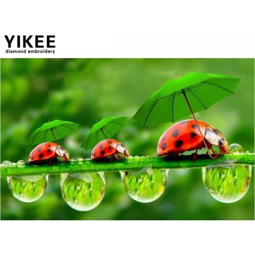 H216 Ladybug and Green Leaves ,full sqaure diamond painting cross stitch,5d diy diamond painting,diy,diamond embroidery animals