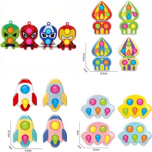 The Avengers Pop Push Fidget Toys Iron Man Spider-Man Hulk Captain America Bubble Stress Reliever Squeeze Figet Toys Kids Toys