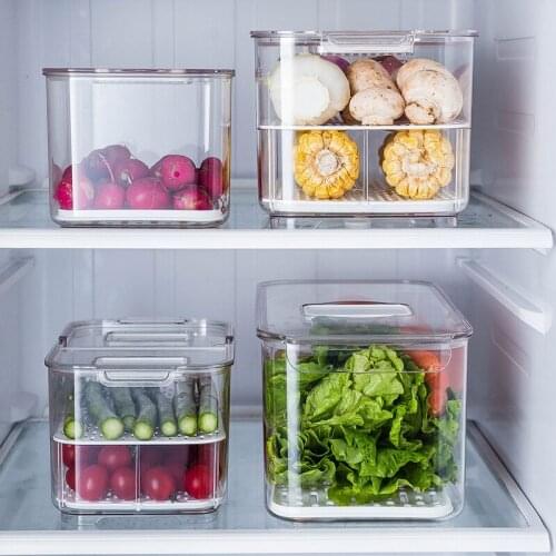 Refrigerator Food Storage Containers with Lids Kitchen Storage Seal Tank Plastic Separate Vegetable Fruit Fresh Box Big ml