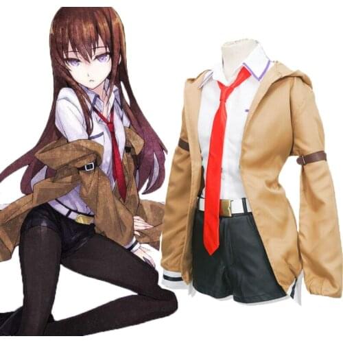 Steins Gate Cosplay Costume Makise Kurisu Cosplay Costume LabMem No.004 Uniform Anime Outfit Halloween Carnival Party