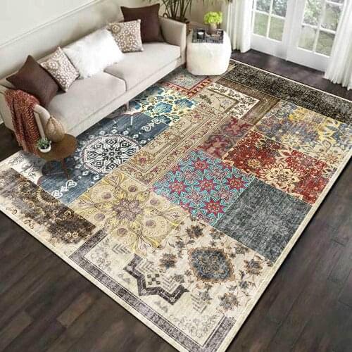 Fashionable American Geometric Flower Stitching Ethnic Living Room Bedroom Bedside Carpet Floor Mat Decorative Alfombra Tapis
