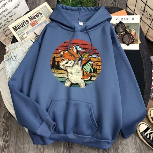 Cool Dog Ukiyo-e Japan Comics Print Hoodie Man Loose Casual Harajuku Vintage Sweatshirts Autumn Pockets Long Sleeve Street Hoody