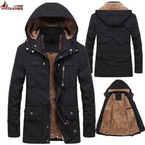 Winter Jacket Men Thick Hooded Cotton Fleece Jacket Coat Male multi-pocket Casual Warm Parka Windbreaker Jacket Men size M~5XL