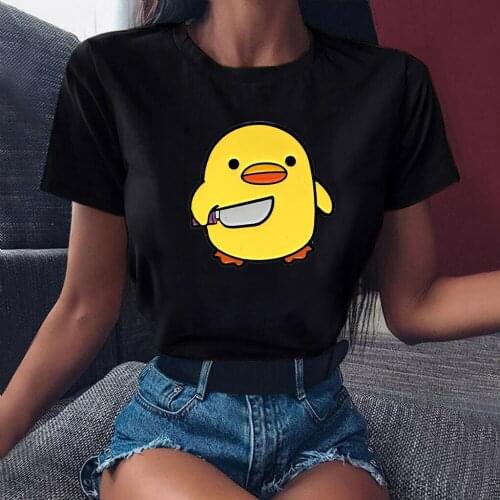 Summer Harajuku Kawaii Funny Little Yellow Duck T-shirt Womens Animal T-shirt Womens Short Top Womens Sexy T-shirt Streetwear