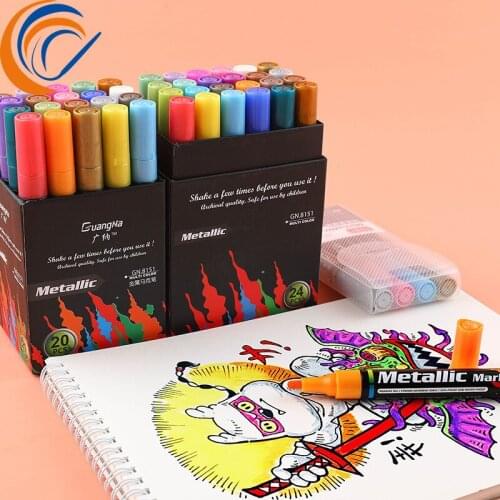 Metal color water based marker 4/8/12/15/20/24 colors paint highlight pen DIY photo album graffiti pen