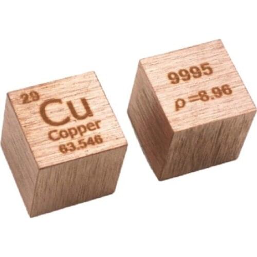 Copper Cu Periodic Table Cube 99.95% Pure Length 10mm Weight 8.9g