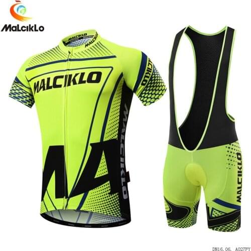 Malciklo Flour Yellow Pro Team Cycling Set 2019 Breathable Mixed Material MTB Bicicleta Bike Jersey Ciclismo Ropa Cycling Kit