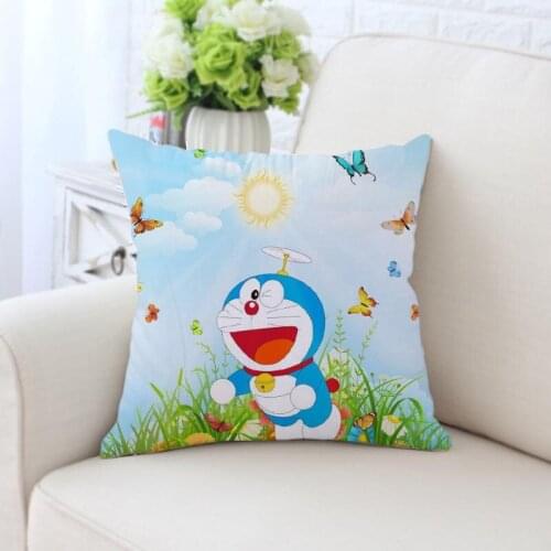 Custom Doraemon Pillowcase Square Zippered Home Decorative silk Pillow Cover Wedding Two Sides Printed Pillowcases