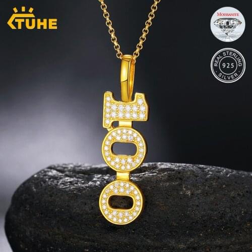 Trendy Sterling Silver 925 Personality 100 Moissanite Pendant Necklace For Men Hip Hop Jewelry Women 2021 Drop Shipping