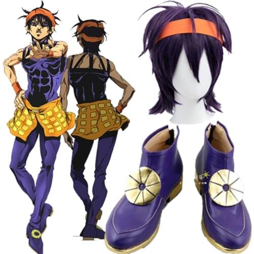 JOJO JoJos Bizarre Adventure Cosplay Wigs shoes Ghirga Narancia Accessories Men Women Cosplay Outfit Dress Halloween Carnival