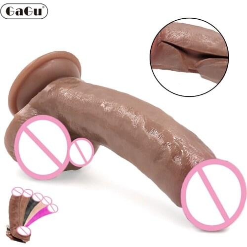 Realistic Dildo Multicolor Single Layer Silicone Big Dick With Suction Cup Sex Toys For Women Strapon Female G-Spot Masturbation