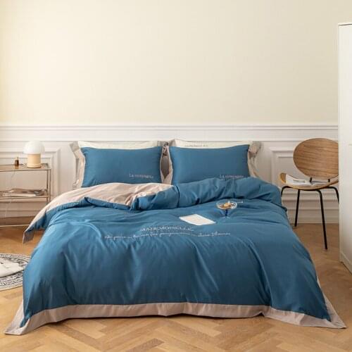 Nordic Luxury Bedding Set Solid Color Duvet Cover 240x220 King Size Flat Bed Sheet Pillowcase Embroidery Home Quilt Covers Adult