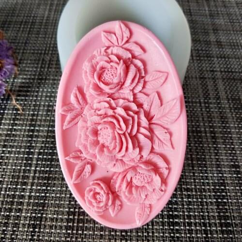 Silicone Mold Flower Soap Molds Gypsum Chocolate Candle Candy Mold HC0141 PRZY Oval Soap Rose Moulds Clay Resin Rubber
