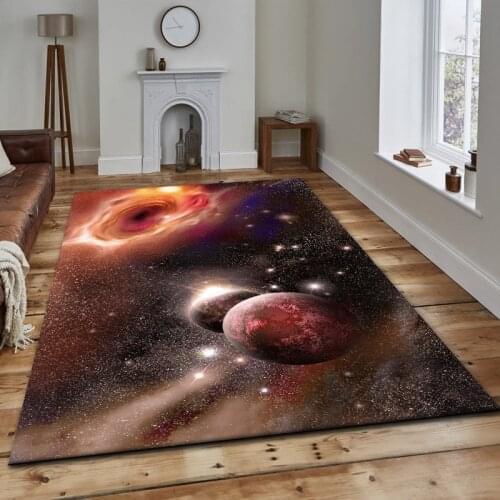Modern Fashion Colorful Planet Pattern Carpet Soft Flannel 3D Printed Kids Bedroom Play Area Room Mats Large Decor Children Rugs