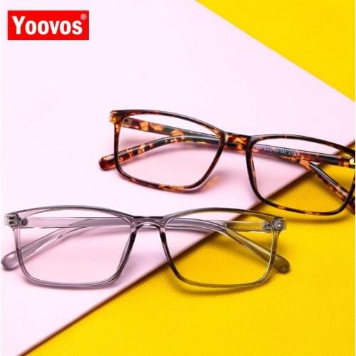Yoovos 2021 Glasses Frame Retro Blue Light Eyeglasses Frames Women Square Leopard Glasses Women/Men Flat Mirror Gafas De Mujer