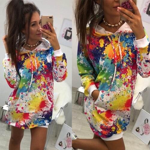COZOK 2021 Winter New Fashion Womens Hoodie Colorful Tie Dyeing Print Sweatshirt Women Hooded Overcoat Blouse Harajuku Tops