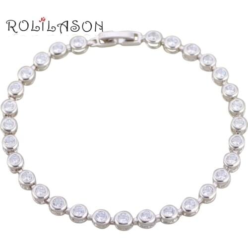ROLILASON Round princess Jewelry Silver Plated Party Charm Bracelets Anniversary Wholesale & Retail for Women TB1128