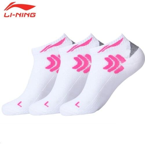 Li-ning Breathable Female Badminton Socks Cotton Low Help Anti-slippery Socks New Pattern Motion Socks AWSK166 L1028LNOLB