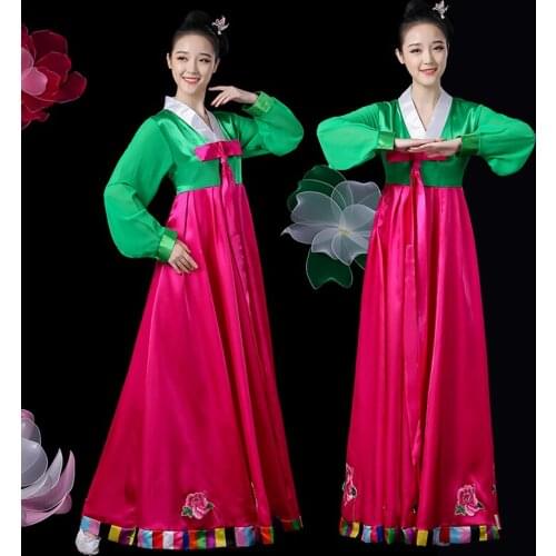 Korean Clothing Traditional Palace Female Full Sleeve Hanbok Dress Minority Dance Performance Dress Women Stage Outfits SL1576