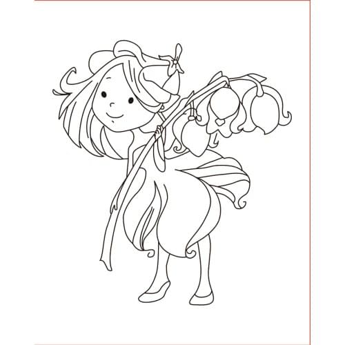 10x8 Girl taking flowers Transparent Clear Silicone Stamp Seal for DIY scrapbooking photo album Decorative clear stamp