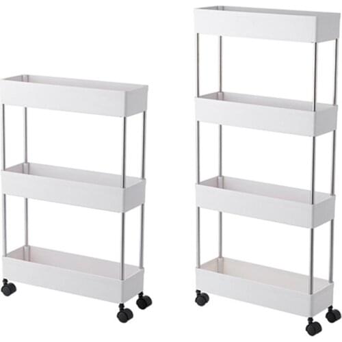 3 Tier/4 Tier Slim Storage Cart Mobile Shelving Unit Organizer Slide Out Storage Rolling Utility Cart Pantry Tower Rack