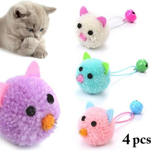 4pcs/set Cat Mice Shape Toys Bite-Resistant Interactive Bell Decor Cat Bite Toy Cat Teaser Toy Pet Supplies