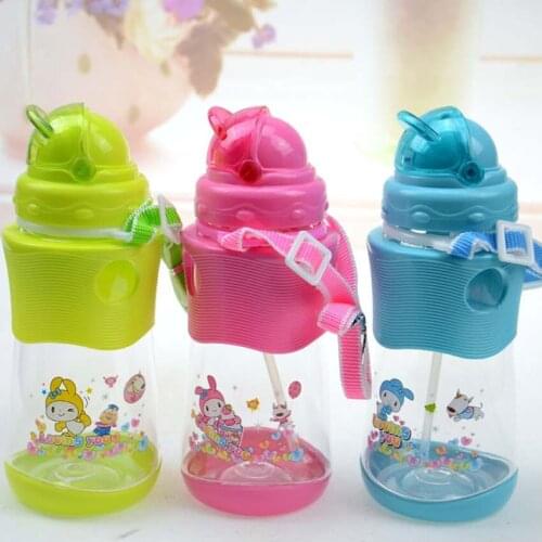 450ML Kids Straw Cup with Sling Child Bottle Sippy Cups Children Learn Drinking Water Straw Training Cup Gift