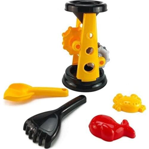 5Pcs Kid Summer Outdoor Beach Hourglass Rake Shovel Mold Water Sand Play Toy Set Baby Beach Play Sand Water Game Toys