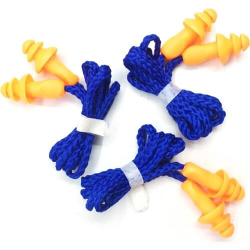 Soft Silicone Corded Ear Plugs Noise Reduction Ear Protector Hearing Protection Earplugs Earmuff Workplace Safety Supplies