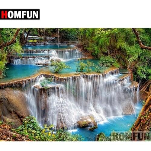 HOMFUN 5D DIY Diamond Painting Full Square/Round Drill "River scenery" 3D Embroidery Cross Stitch gift Home Decor A02095