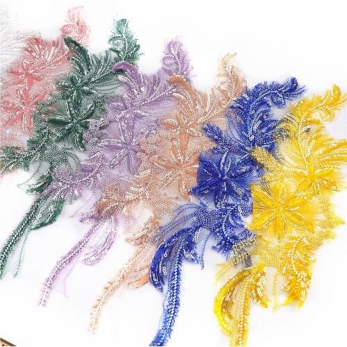 Handmade Crystal Beaded Rhinestone Iron On Appliques for wedding belt dressing Applique Sew/Iron on Bridal Sash Belt Trim